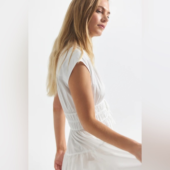 Derek Lam 10 Crosby Tora White V-Neck Tiered Cotton Poplin Dress Size 10 NEW - Picture 5 of 11